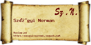 Szügyi Norman névjegykártya